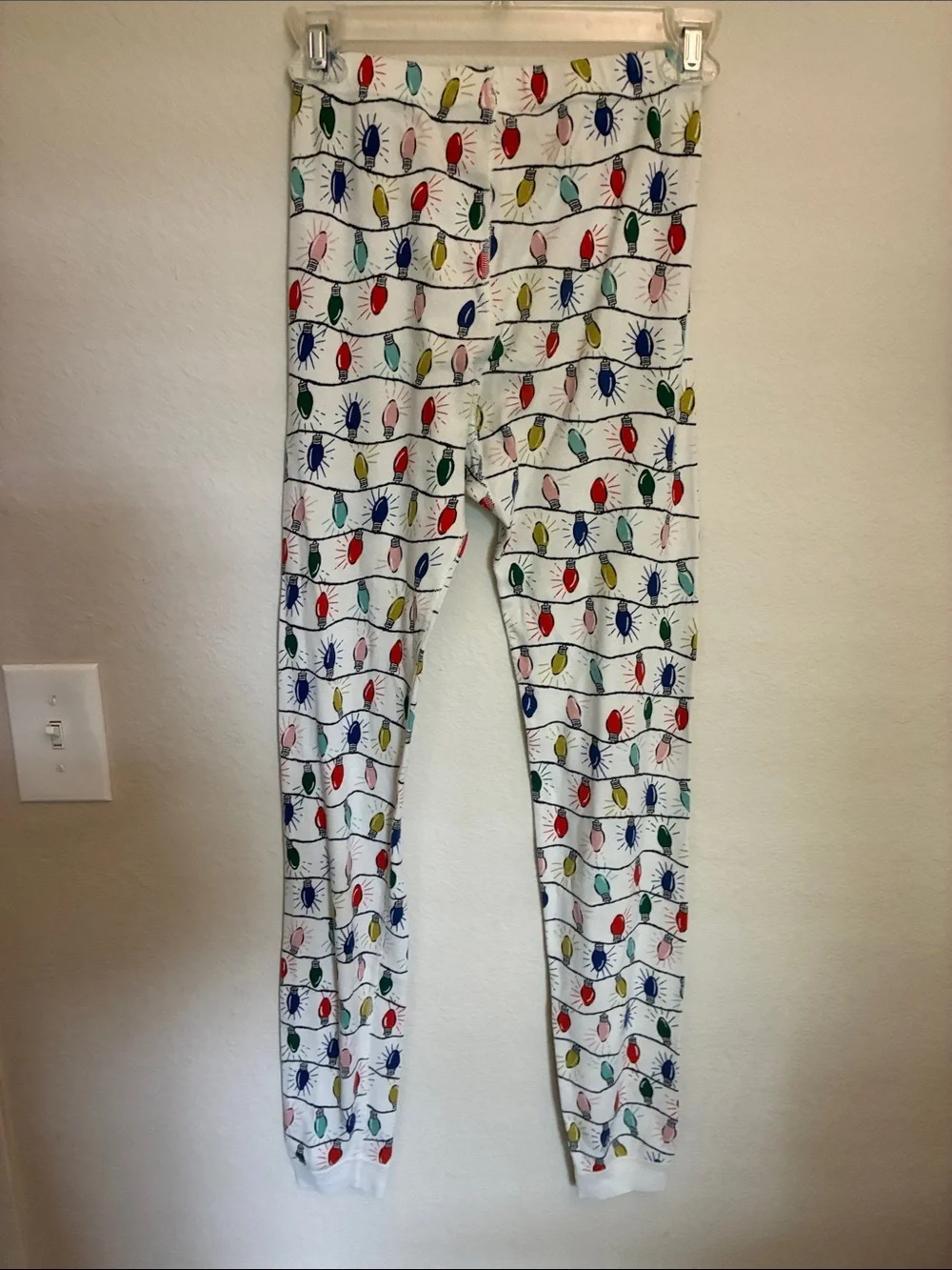 Kids Hanna Andersson White Holiday Light Print Pajama Set size 14